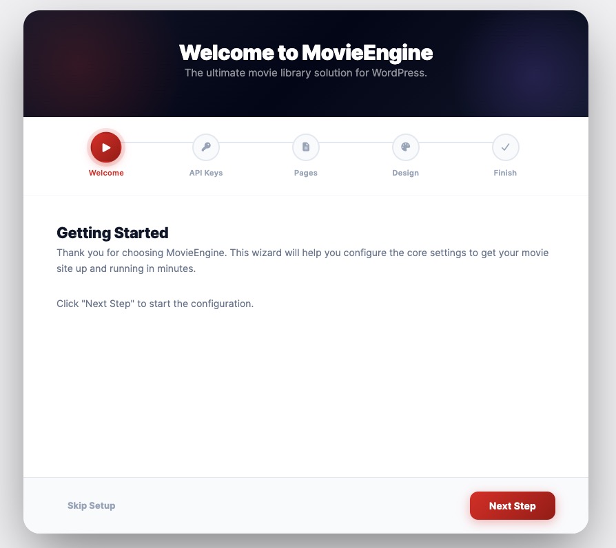 Movie Engine Wizard Setup