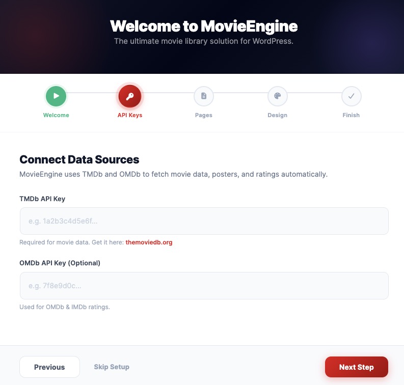 Wizard TMDb API configration